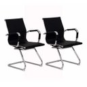 Ver imagem 1 de Kit 2 Cadeiras Escritório Stripes Fixa Pu Preta