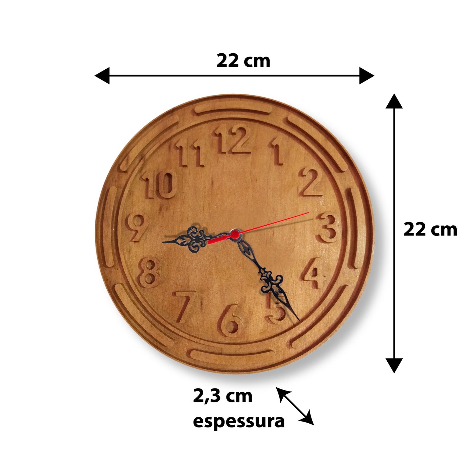 Relógio Parede Astanna Artesanal Madeira Nobre Alto Padrão - 2