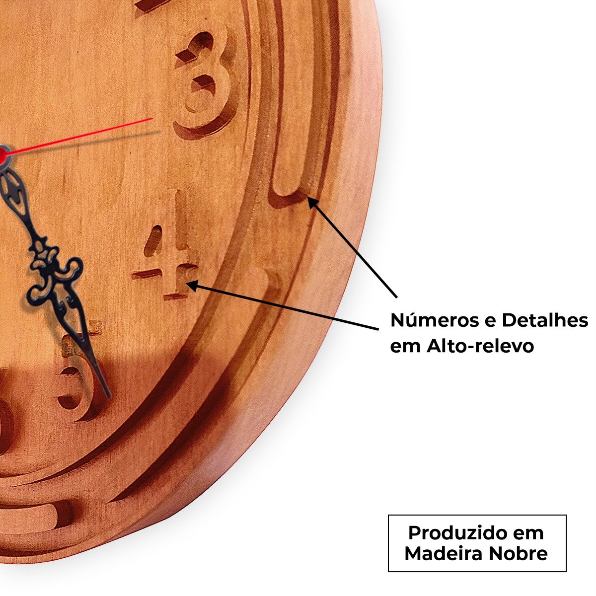 Relógio Parede Astanna Artesanal Madeira Nobre Alto Padrão - 3