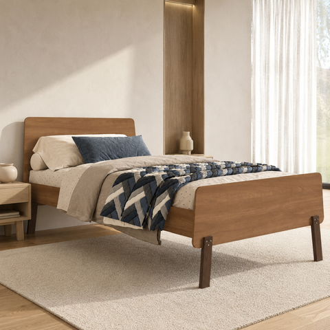 Cama de Solteiro para Colchões de 190x90cm Orlando Nogal CI090 Art In Móveis