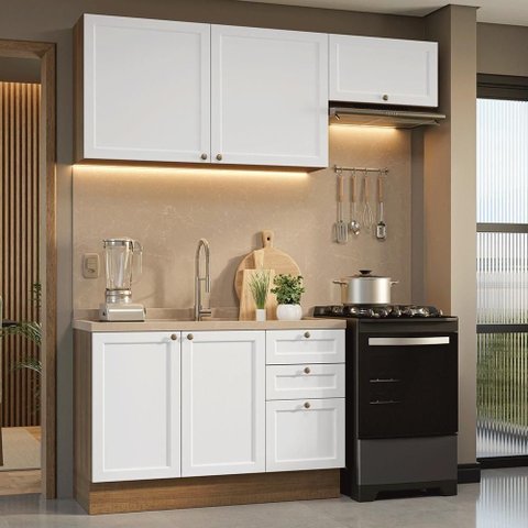 Armário de Cozinha Compacta 180 Cm Vik Madesa 02 Rustic/branco