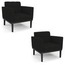 Ver imagem 2 de Kit 2 Poltronas Decorativas Karen Pés Fixo em Madeira Preto Linho Preto G19 - Gran Belo