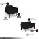 Ver imagem 3 de Kit 2 Poltronas Decorativas Karen Pés Fixo em Madeira Preto Linho Preto G19 - Gran Belo