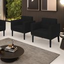 Ver imagem 1 de Kit 2 Poltronas Decorativas Karen Pés Fixo em Madeira Preto Linho Preto G19 - Gran Belo