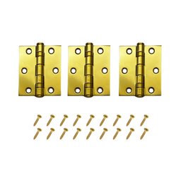 Kt 10 Dobradiça Dourada Inox 304 Reforçada – Pino Blindado e Parafusos Inclusos - 6