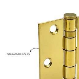 Kt 10 Dobradiça Dourada Inox 304 Reforçada – Pino Blindado e Parafusos Inclusos - 3