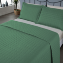 Ver imagem 1 de Kit Colcha Cobre Leito Matelado Casal Queen Size 3 Peças Copacabana 300 Fios Verde