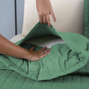Ver imagem 6 de Kit Colcha Cobre Leito Matelado Casal Queen Size 3 Peças Copacabana 300 Fios Verde