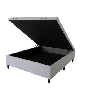 Cama Box Baú Casal Linho Cinza – Base Reforçada com Amplo Espaço Interno (1,38 X 1,88)