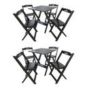 Ver imagem 1 de Kit 2 Conjuntos Mesa Dobrável Madeira 70x70 com 4 Cadeiras Personalizada Hei Preta - Cor: Preto