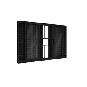 Veneziana 6 Folhas com Grade Preto 120x150 Linha 25