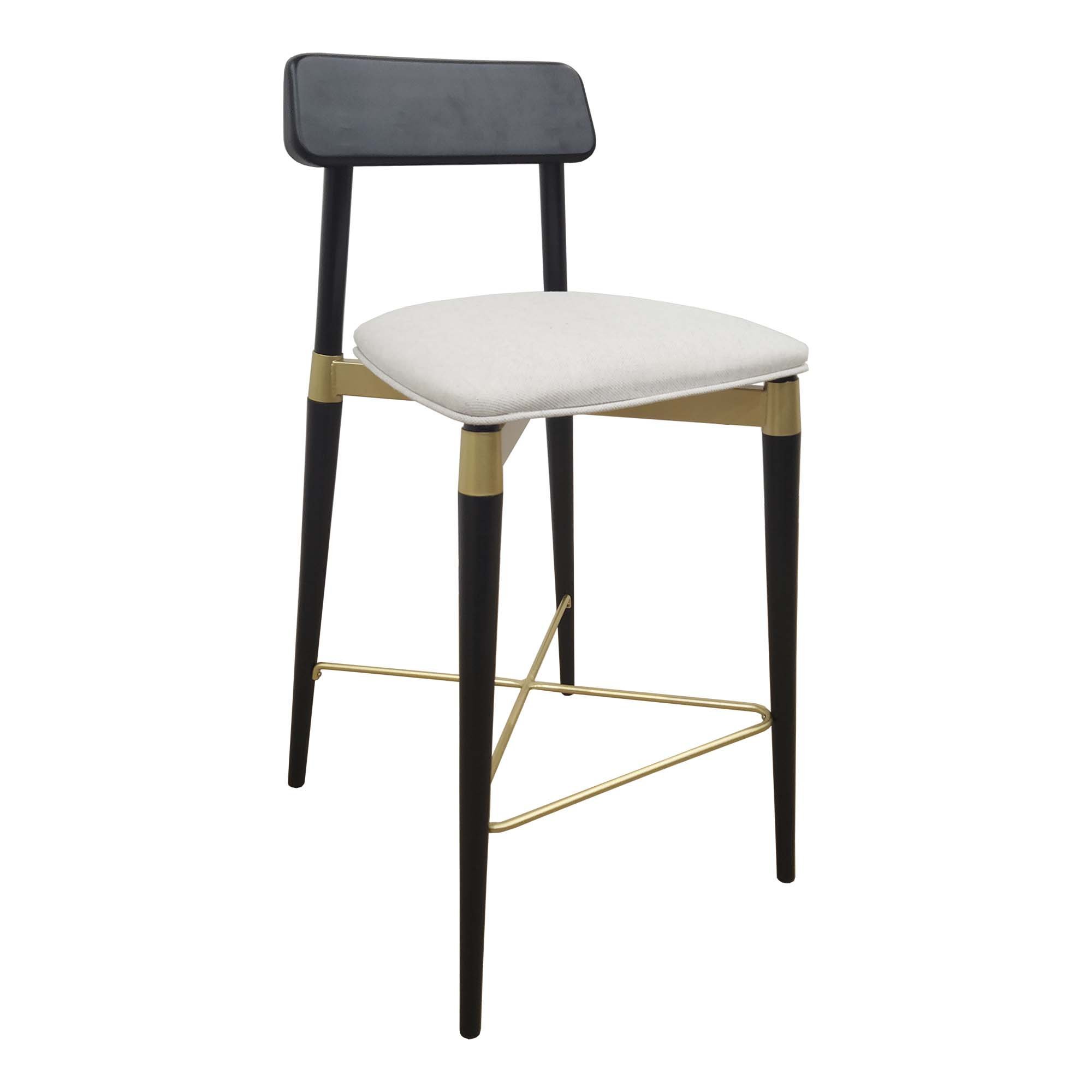 Banqueta Slim Encosto Madeira com Assento Estofado Preto - 1