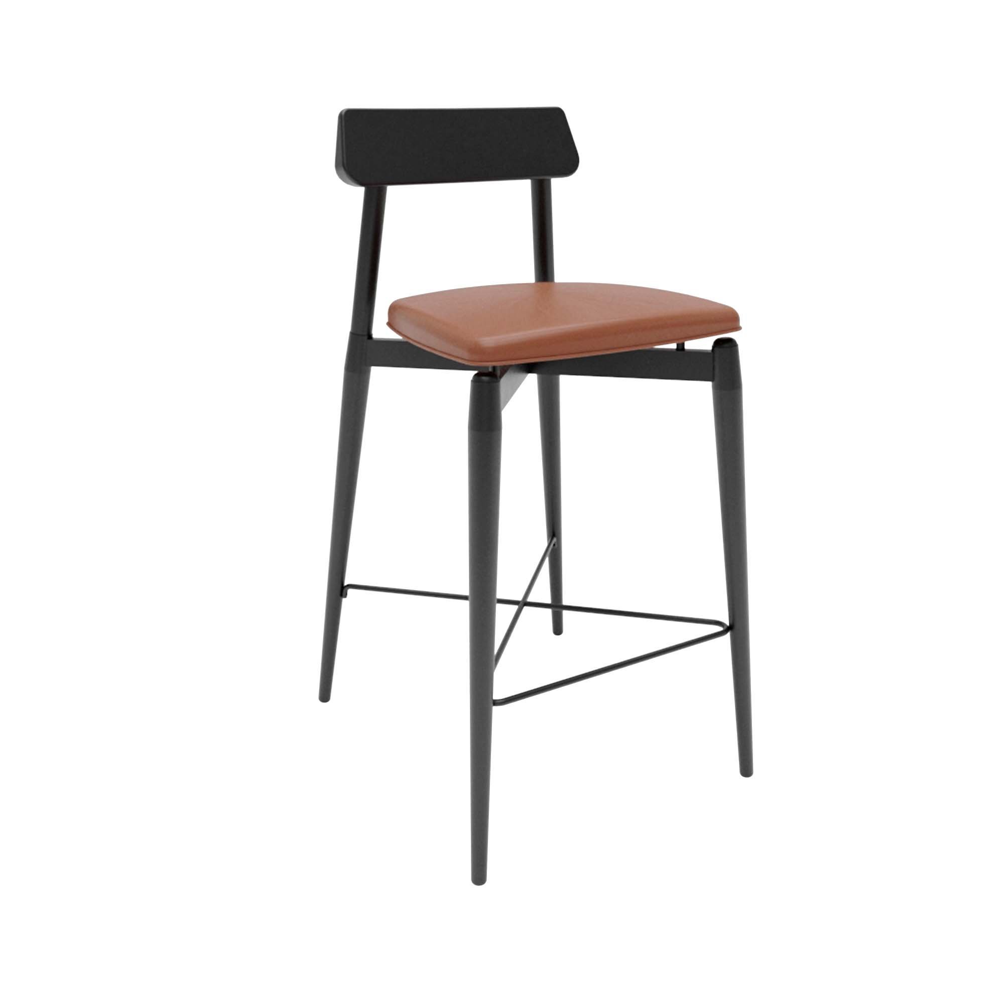 Banqueta Slim Encosto Madeira com Assento Estofado Preto - 2