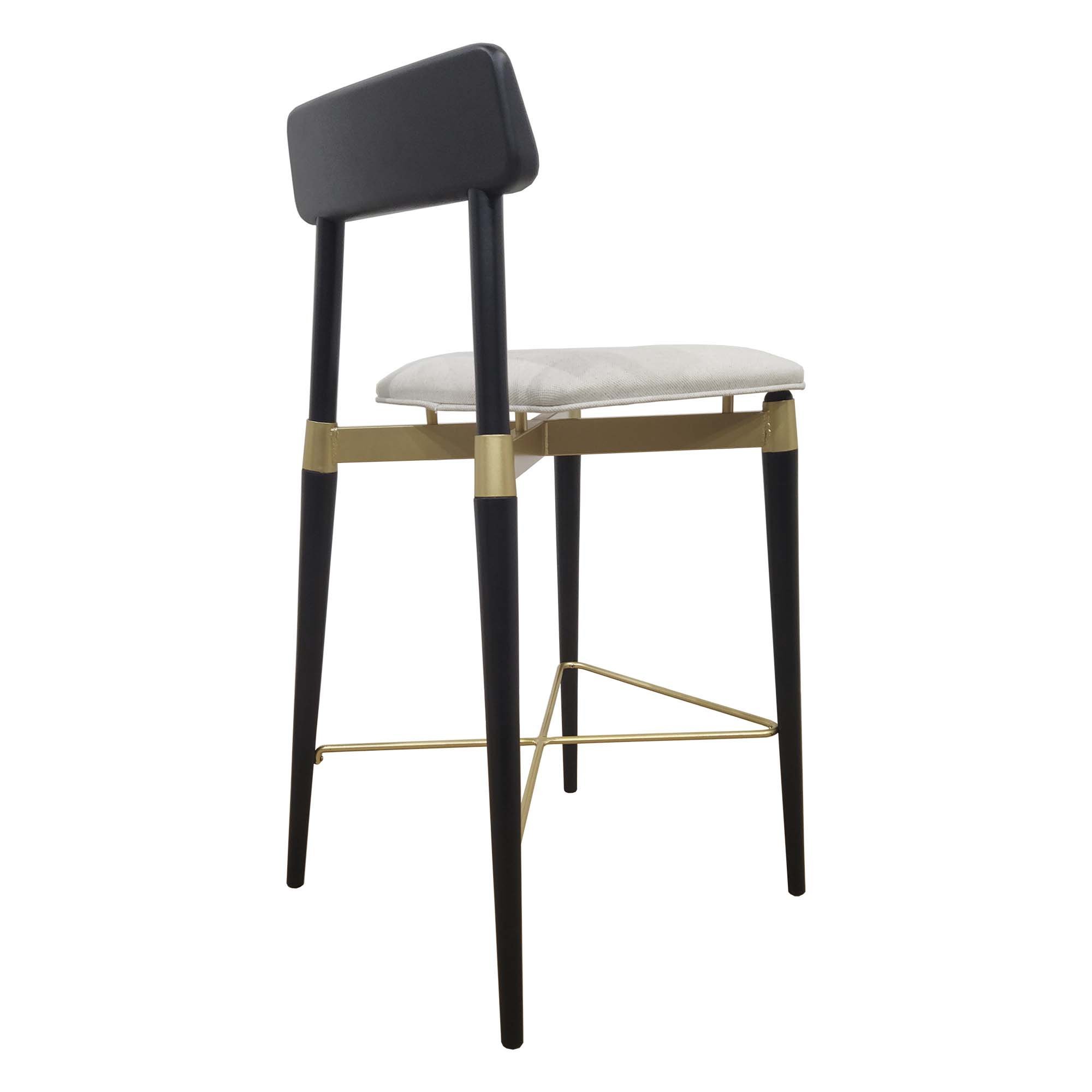Banqueta Slim Encosto Madeira com Assento Estofado Preto - 3