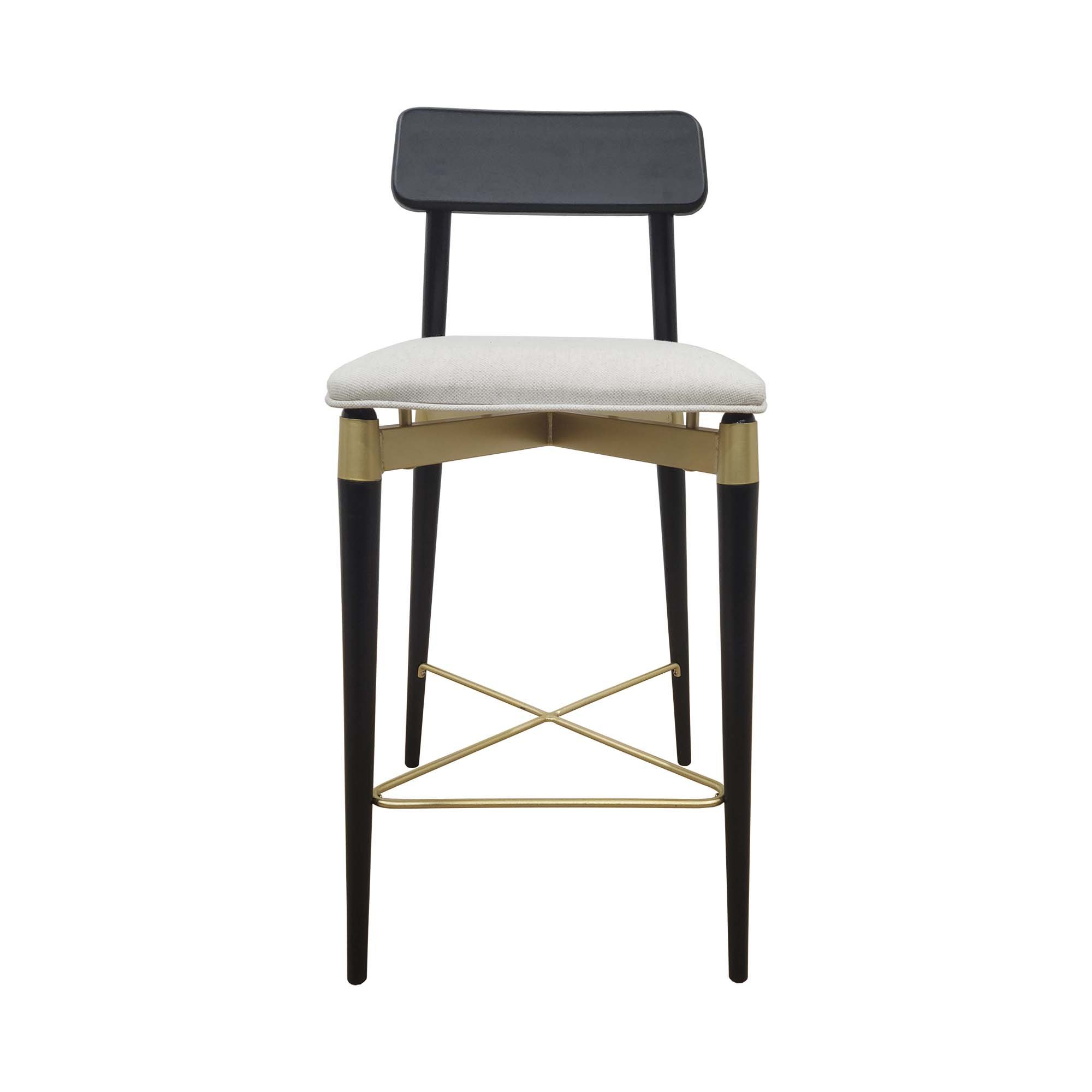 Banqueta Slim Encosto Madeira com Assento Estofado Preto - 7