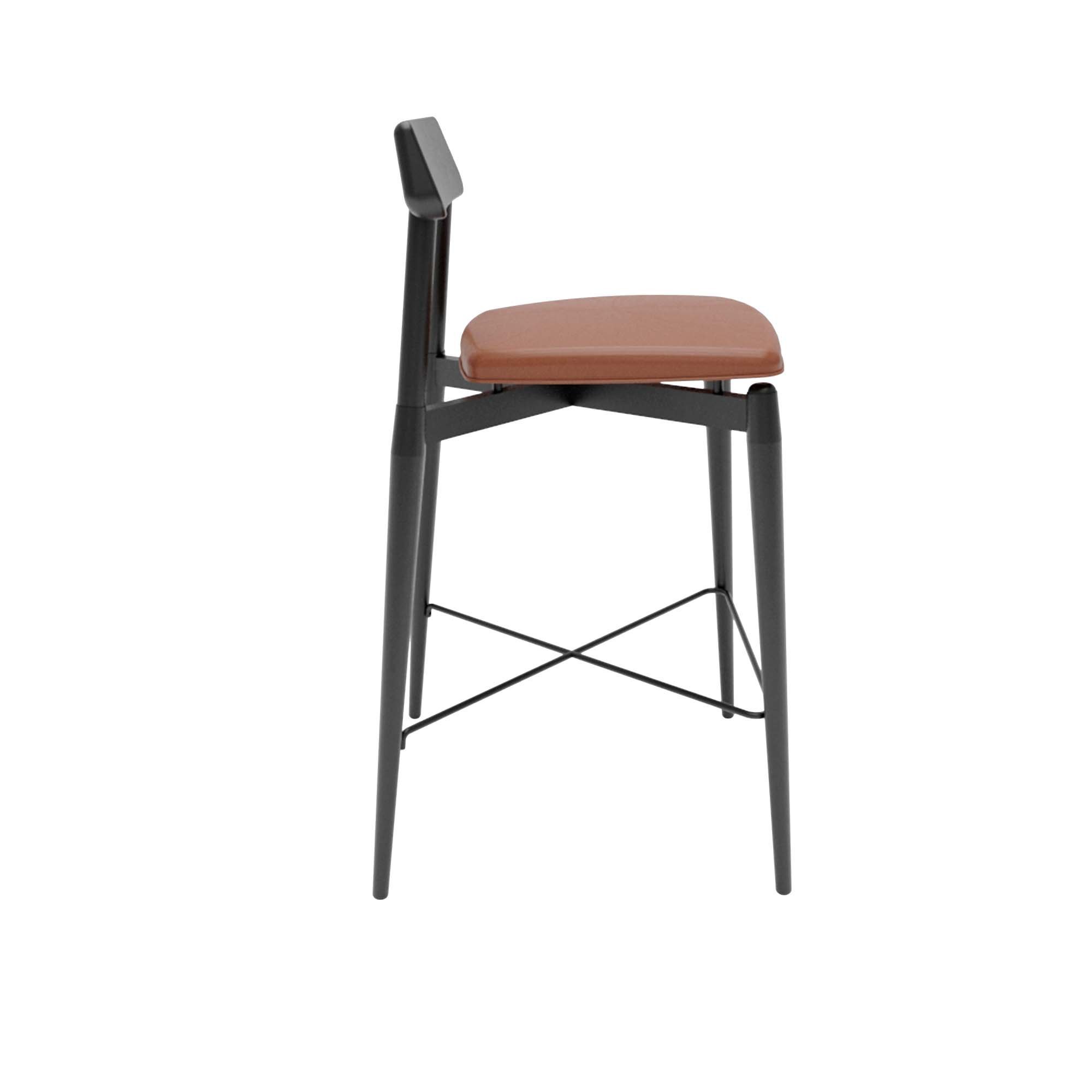 Banqueta Slim Encosto Madeira com Assento Estofado Preto - 6