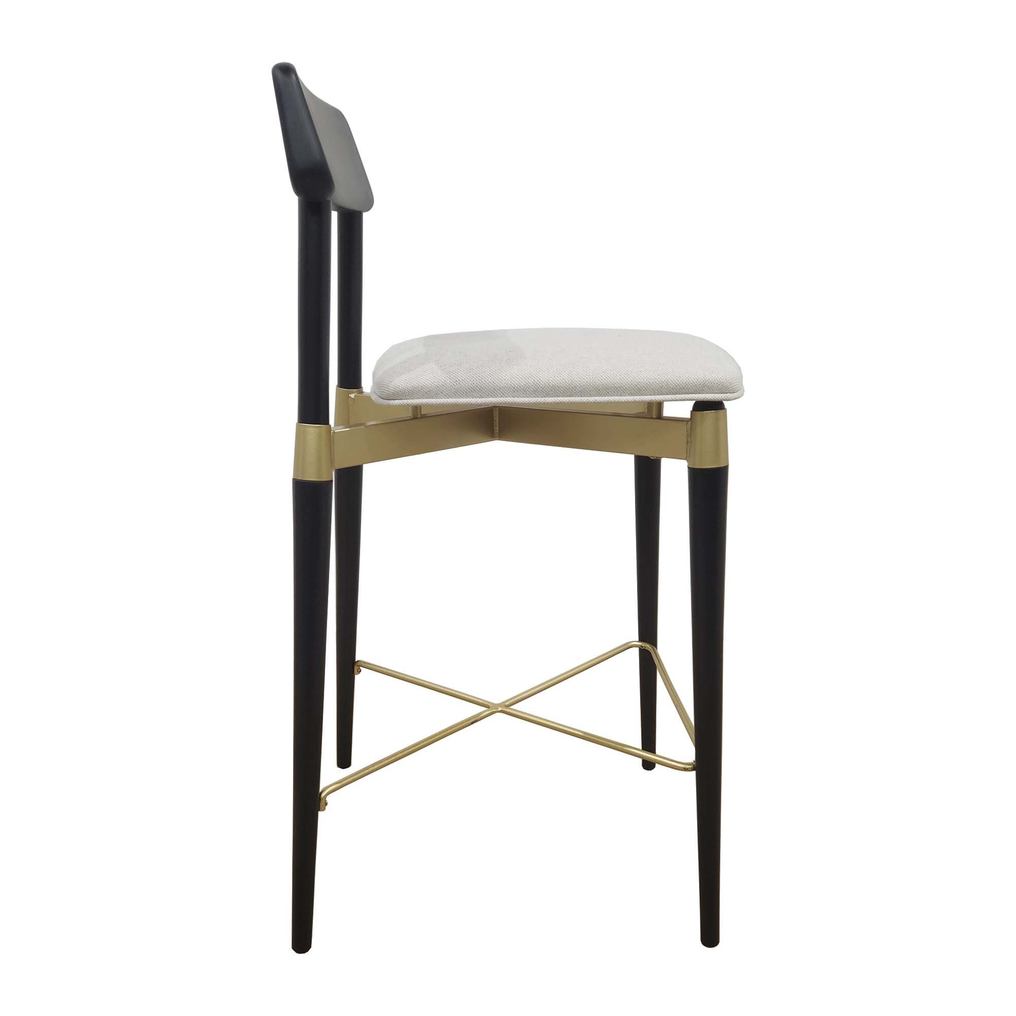 Banqueta Slim Encosto Madeira com Assento Estofado Preto - 5