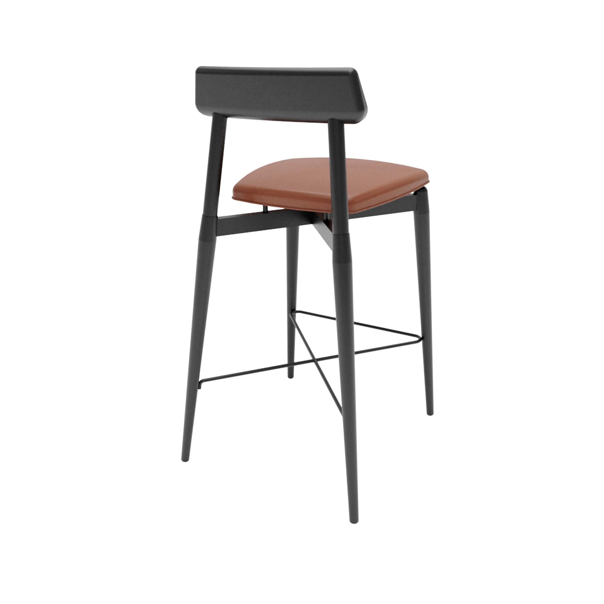 Banqueta Slim Encosto Madeira com Assento Estofado Preto - 4