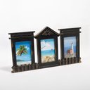 Ver imagem 2 de Porta Retrato Quadro de Parede Mural Triplo Preto 23x45cm