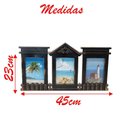 Ver imagem 3 de Porta Retrato Quadro de Parede Mural Triplo Preto 23x45cm