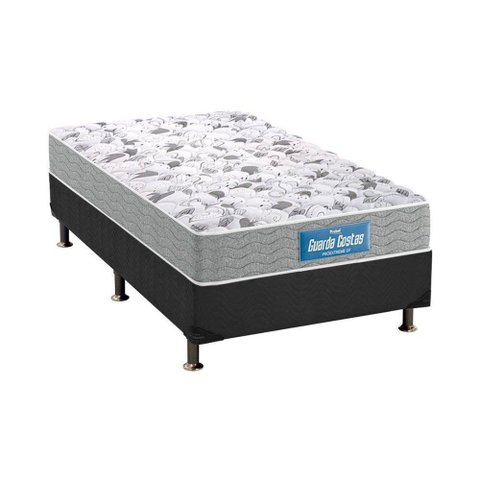 Cama Box Solteiro: Colchão Espuma D45 Probel Guarda Costas Plus + Base CRC Suede Gray(88x188)
