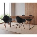 Ver imagem 1 de Mesa Jantar Industrial Filadélfia Amêndoa 137x90cm Base Ferro Preto com 4 Poltronas Pretas Eames Eif