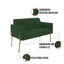 Ver imagem 3 de Sofá Namoradeira e Poltrona Pé de Ferro Dourado Salão Marisa Veludo Verde D03 - D'Rossi
