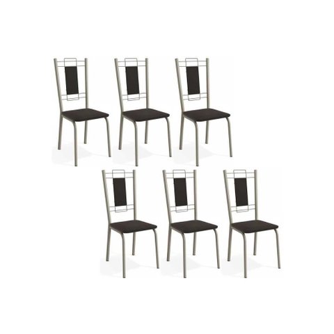 Cadeira de Cozinha Florença 2c005nk Aço Kit 6 Un Niquel/preto 110 - Kappesberg