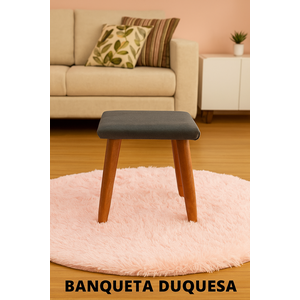 Banqueta Duquesa para Sala, Quarto, Closet, Compacta e Elegante - Cinza - Jrc Móveis