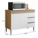 Ver imagem 4 de Balcão Pia Andréia 100cm Amêndoa/branco com Tampo Mdp - Ajl Móveis