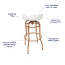 Ver imagem 3 de Kit 4 Banquetas Altura 65cm Bar Giratória cor Cobre assento branco Poltronas do Sul Banqueta Bar