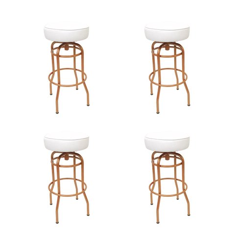 Kit 4 Banquetas Altura 65cm Bar Giratória cor Cobre assento branco Poltronas do Sul Banqueta Bar