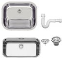 Ver imagem 1 de Cuba Tramontina Prime em Aço Inox Alto Brilho 56x34 Cm com Válvula e Tanque Polido 50x40 e Sifão