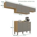 Ver imagem 3 de Cozinha Compacta Modulada 4 Peças 8 Portas 2 Gavetas Bella Cinza/Jequitibá/Granizo