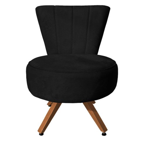 Poltrona Decorativa Royal Base Giratória de Madeira Slk Decor Preto