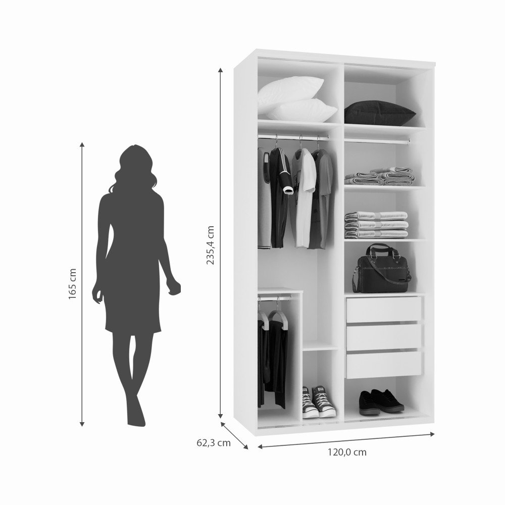 Guarda-roupa Solteiro Manhattan 2 Portas 3 Gavetas 100% Mdf