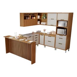Cozinha Modulada Imperatriz Gourmet Canto 09 Peças Ripado em Mdf Nesher - 4