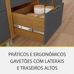 Cozinha Modulada Imperatriz Gourmet Canto 09 Peças Ripado em Mdf Nesher - 2