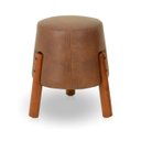 Ver imagem 1 de Puff com Pés em Madeira - Marrom - Couro Sintético