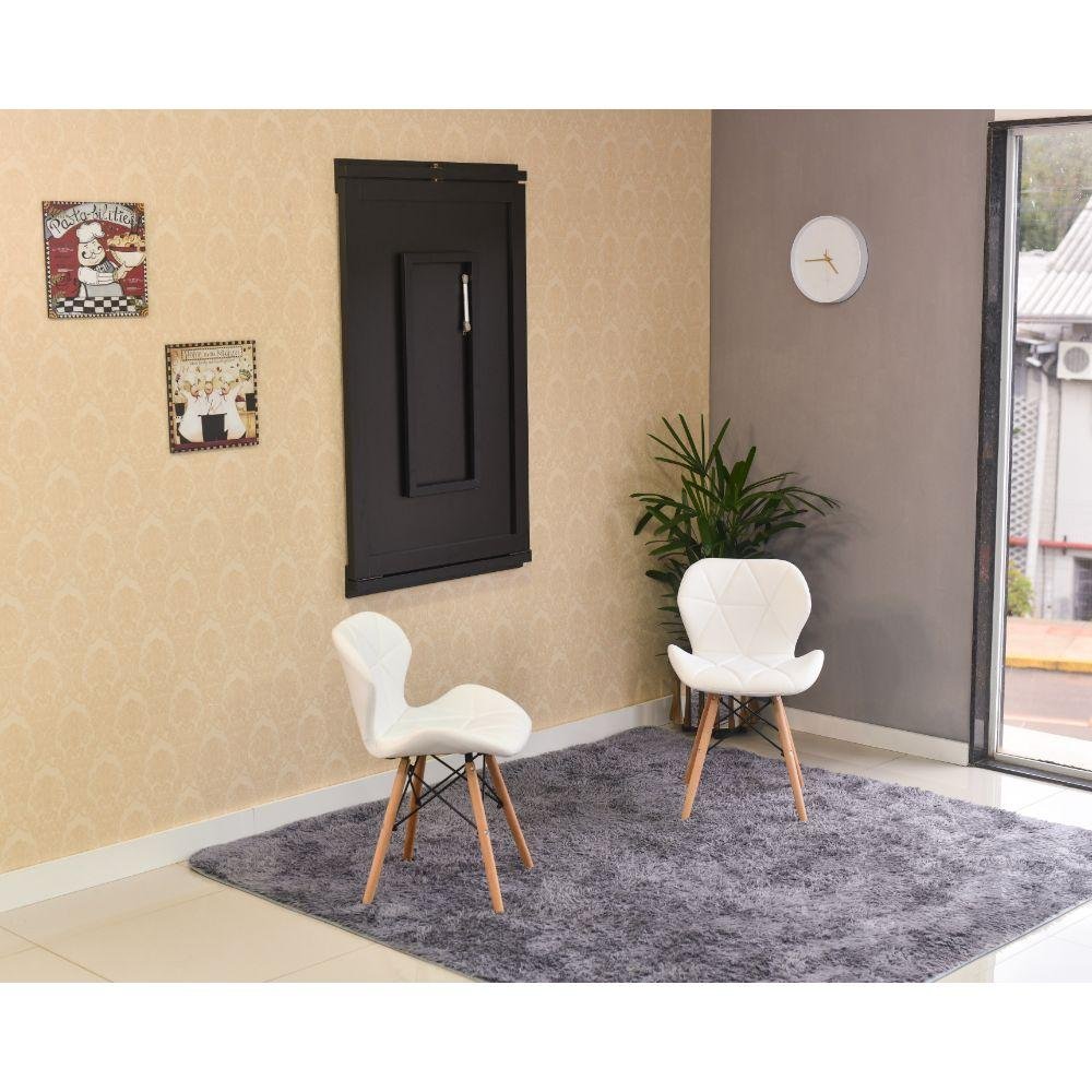 Conjunto de Mesa Dobrável Retrátil 120 x 75 Preta + 2 Cadeiras Slim - Branca - 3