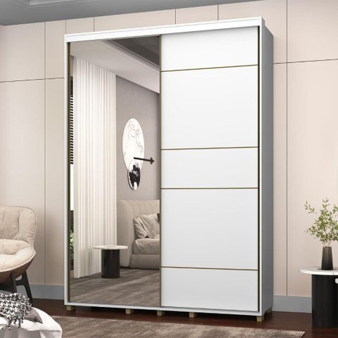 Guarda Roupa Solteiro 170cm 2 Portas e 3 Gavetas 100% Mdf Cor:branco