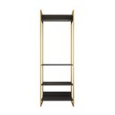 Ver imagem 3 de Guarda Roupa Aberto Industrial Modulado Solteiro Preto Cabideiro Base Dourada