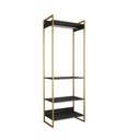 Ver imagem 2 de Guarda Roupa Aberto Industrial Modulado Solteiro Preto Cabideiro Base Dourada