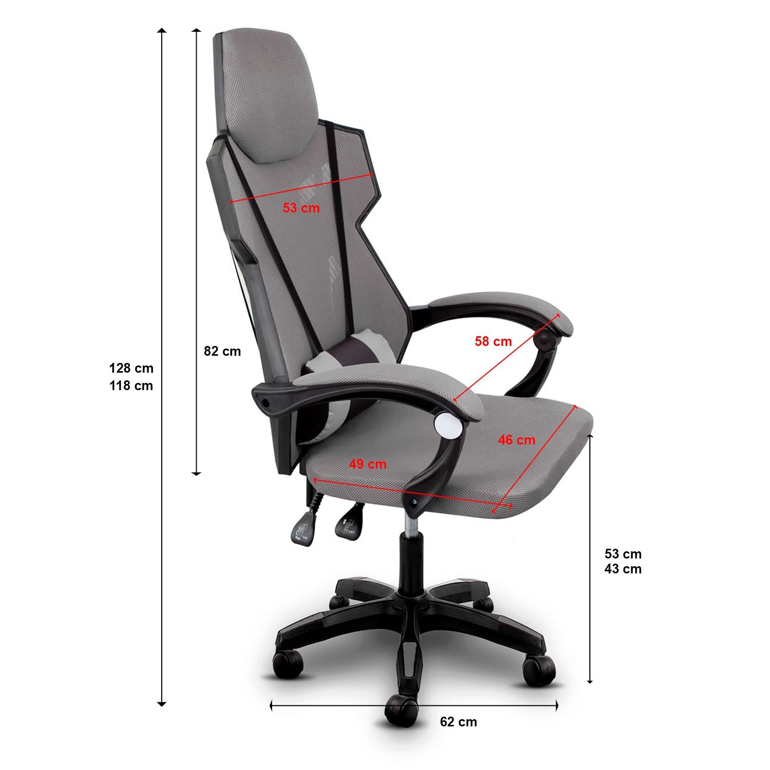 Cadeira Gamer Mesh Ergonômica Best Chair para Escritório Vermelha - 6