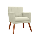 Ver imagem 1 de Poltrona Estofada Decorativa Pés Palito Para Escritório Cecília Suede Bege - LM DECOR