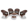 Conjunto de Poltronas Fibra Sintética Bali Alumínio - 4 Poltronas + 1 Mesa Centro - Tecido Corda Náu - 1