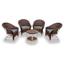 Ver imagem 1 de Conjunto de Poltronas Fibra Sintética Bali Alumínio - 4 Poltronas + 1 Mesa Centro - Tecido Corda Náu
