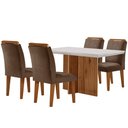 Ver imagem 2 de Sala de Jantar Mesa Olimpia 120cm Mdf Vidro Canto Reto com 4 Cadeiras Athenas Moderna