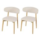 Ver imagem 1 de Kit 2 Cadeiras de Jantar Frida Base Madeira Assento Estofado de Linho Creme para Sala de Estar Área
