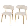 Kit 2 Cadeiras de Jantar Frida Base Madeira Assento Estofado de Linho Creme para Sala de Estar Área - 1